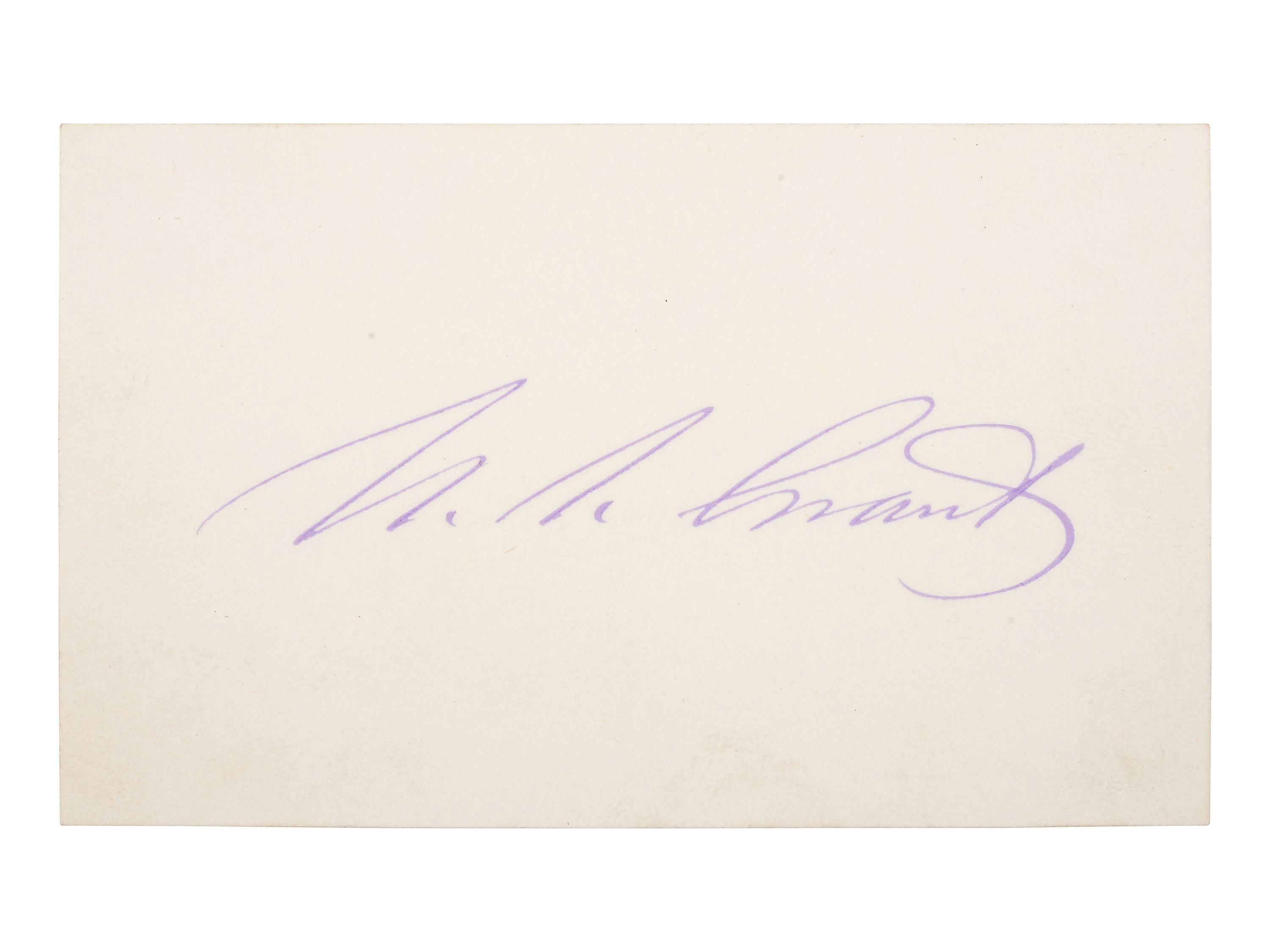 GRANT, Ulysses S. (1822-1885). Card signed ("U.S. Grant"). [ With: ] Executive Mansion cover.