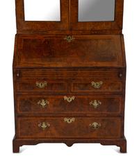 A George I Burr Yew Wood Secretary Bookcase