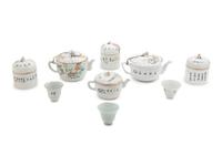 Seven Chinese Famille Rose Porcelain Tea Wares