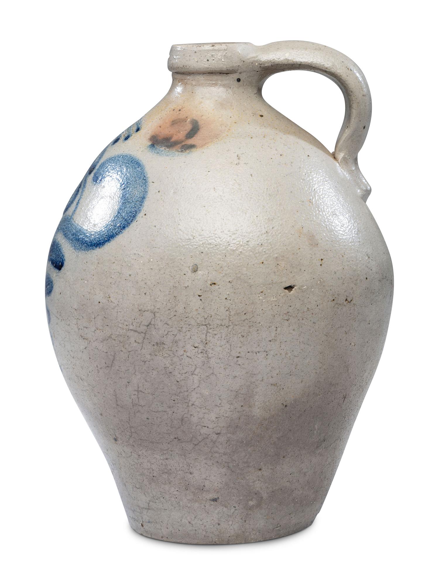 An I. M. Mead Three-Gallon Cobalt Decorated Floral Jug