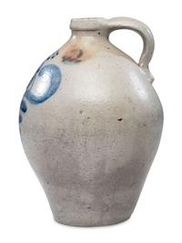 An I. M. Mead Three-Gallon Cobalt Decorated Floral Jug