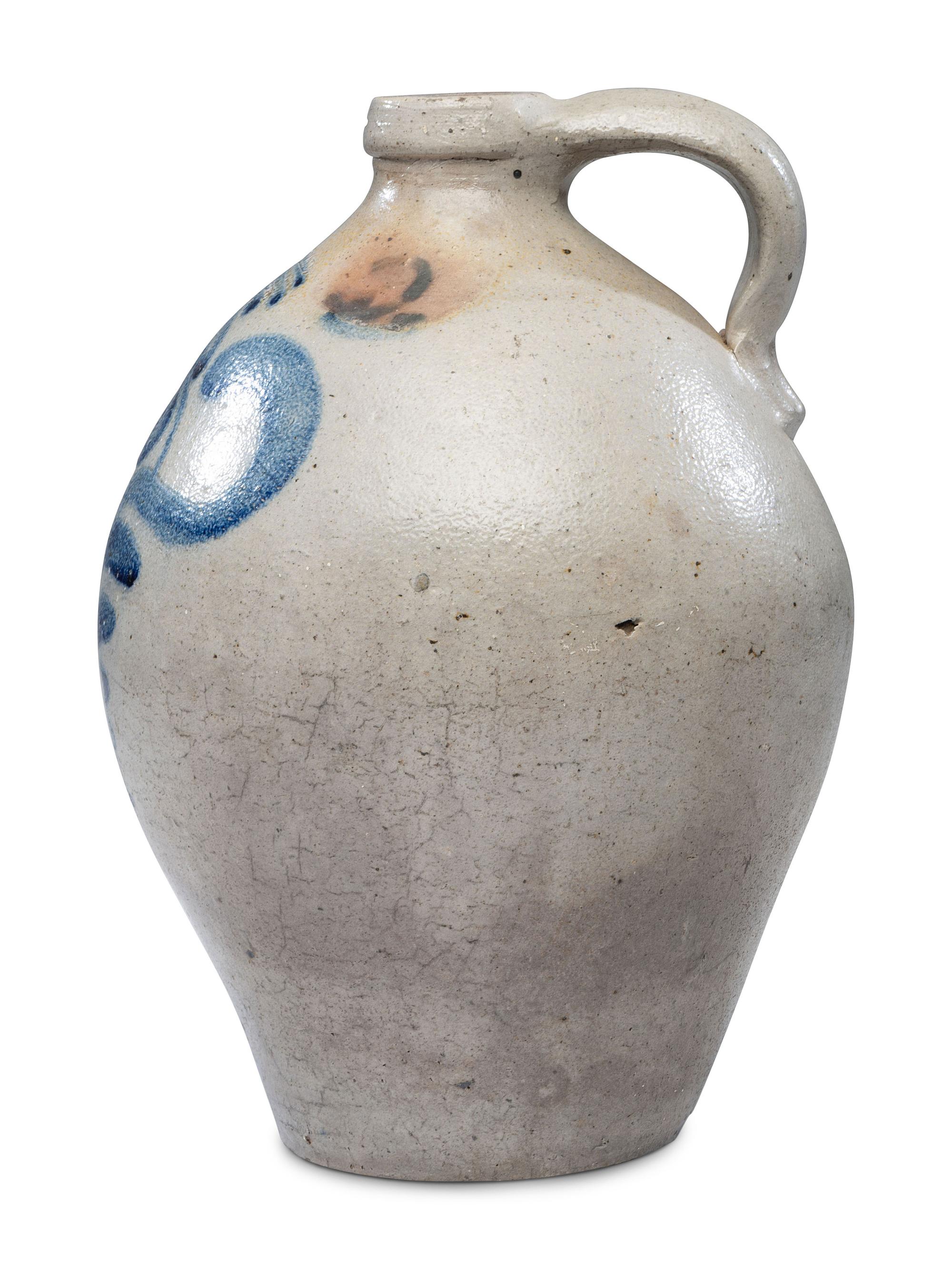 An I. M. Mead Three-Gallon Cobalt Decorated Floral Jug