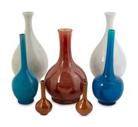 Seven Chinese Monochrome Glazed Porcelain Vases — 19TH/20TH CENTURY