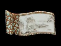 A Chinese Turquoise and Gilt Decorated Qianjiang Porcelain Ink Bed