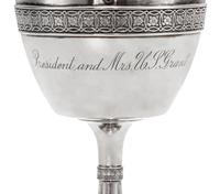 An American Silver Presidential Goblet, Tiffany & Co., New York, NY, Circa 1875, of baluster form with bright cut Aesthetic decorated b