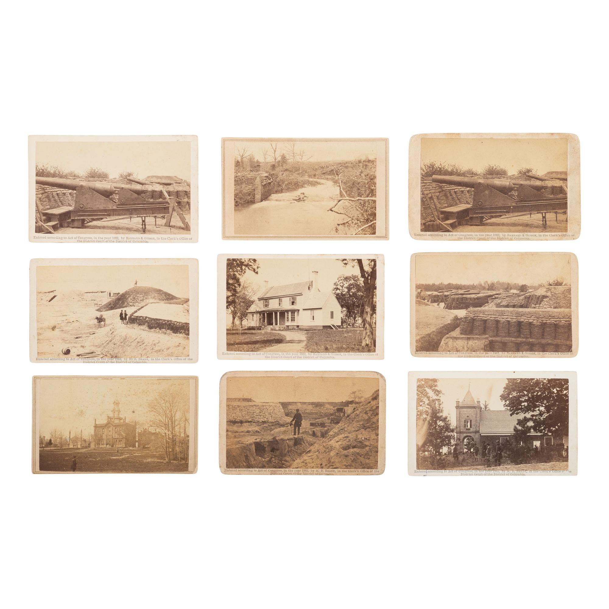 [Civil War] Group of Nine Carte de Visites of Artillery, Fortifications, and More from Brady's Album Gallery