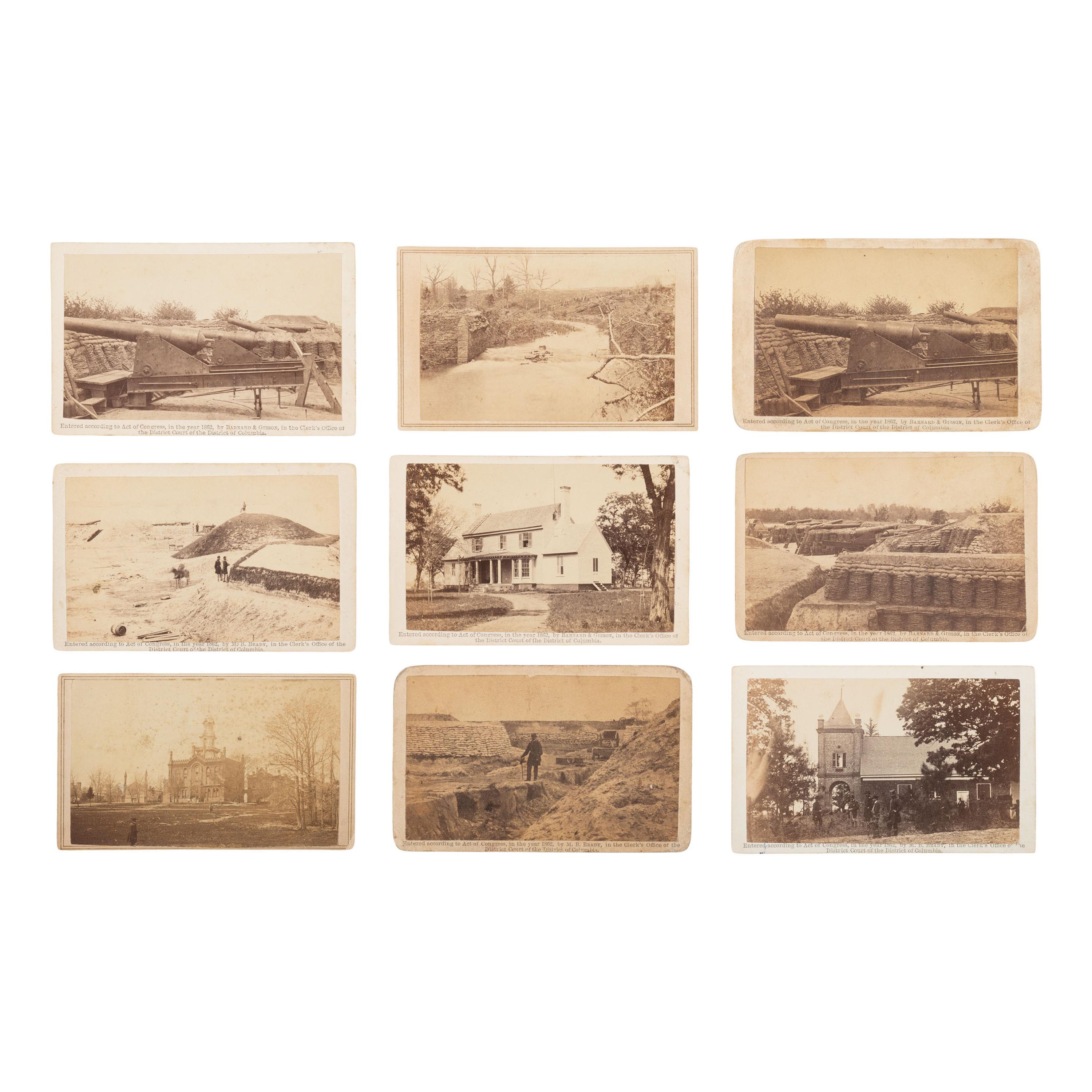 [Civil War] Group of Nine Carte de Visites of Artillery, Fortifications, and More from Brady's Album Gallery