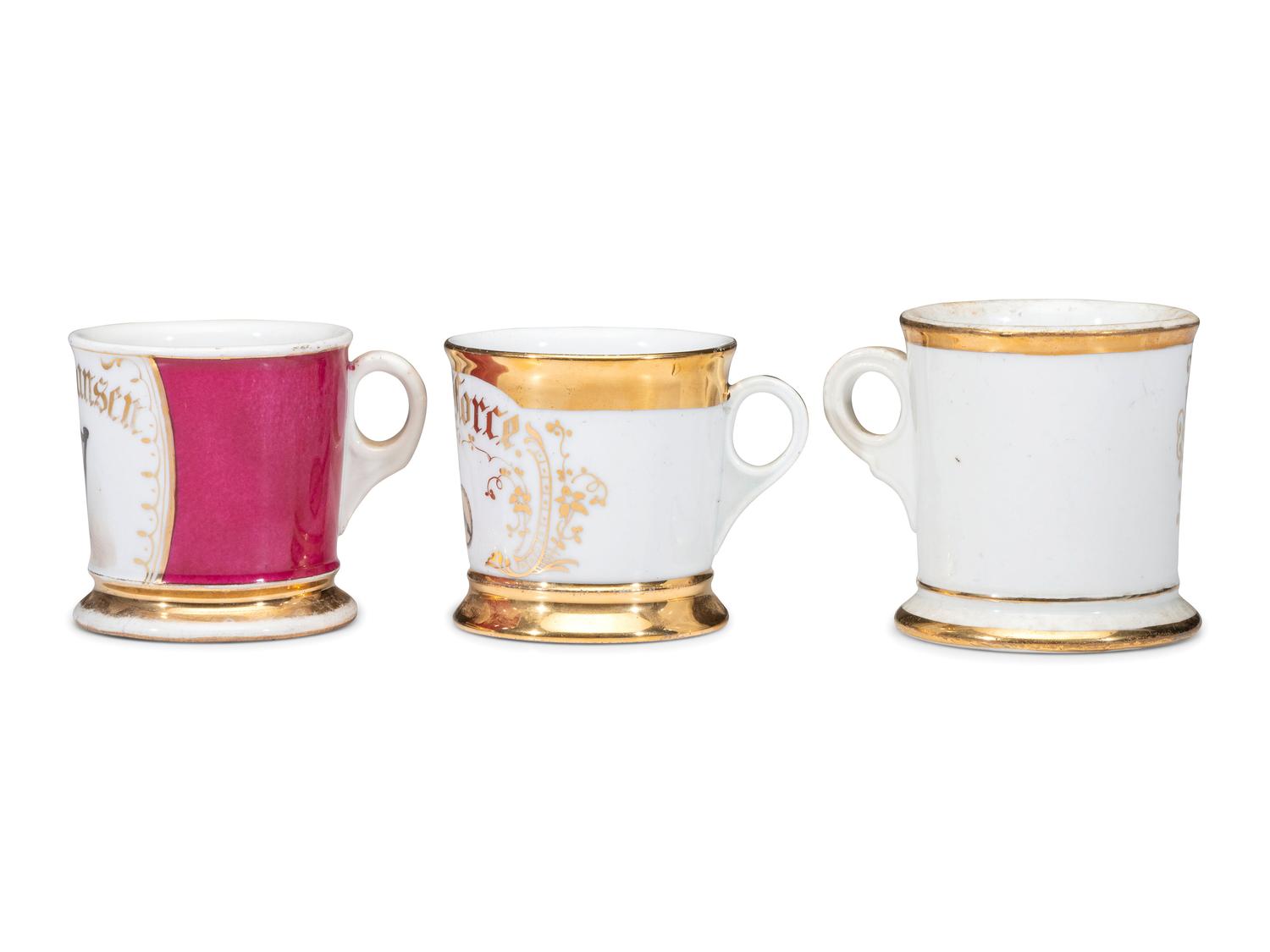Three Musician's Porcelain Occupational Shaving Mugs
