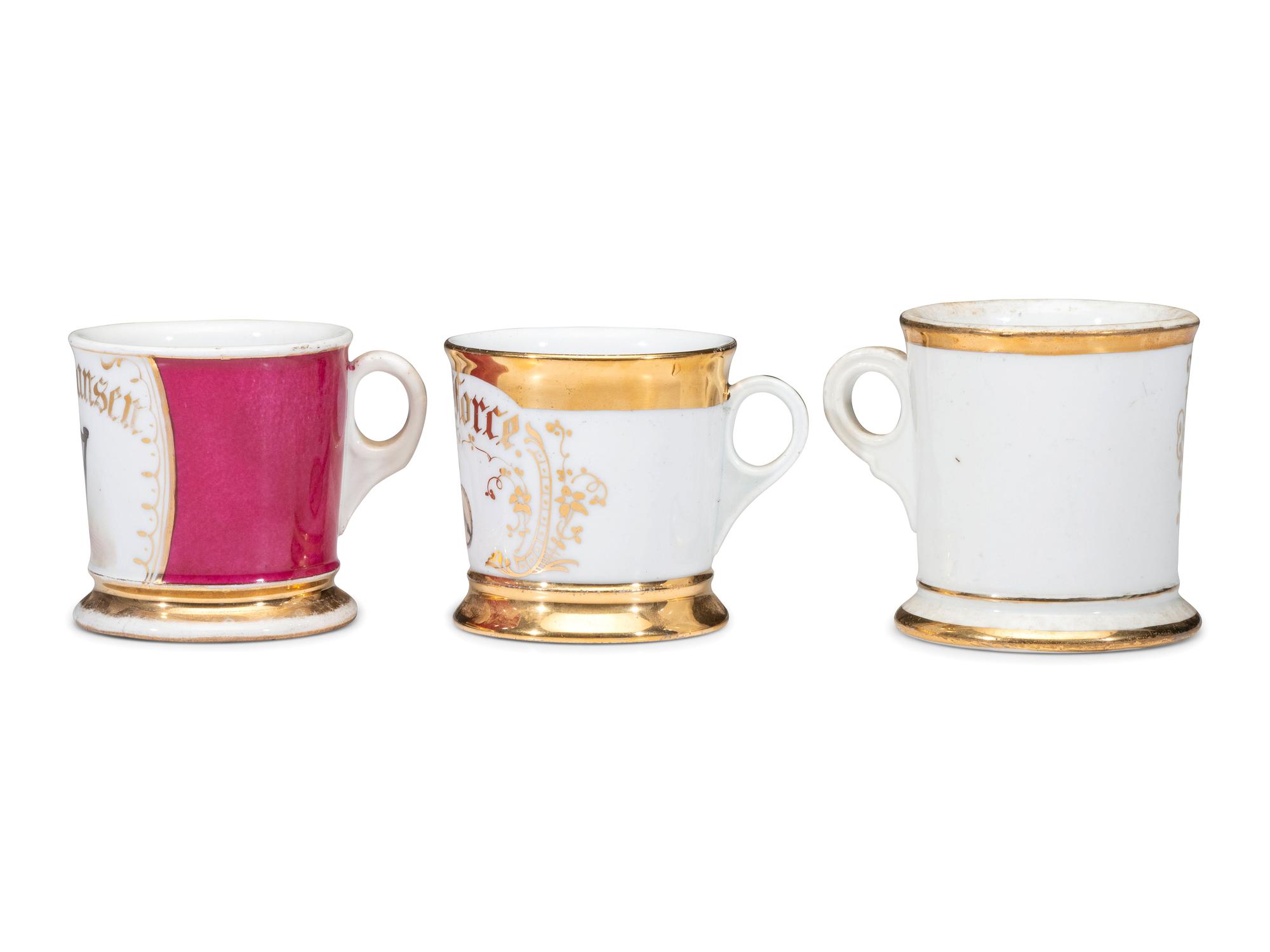 Three Musician's Porcelain Occupational Shaving Mugs