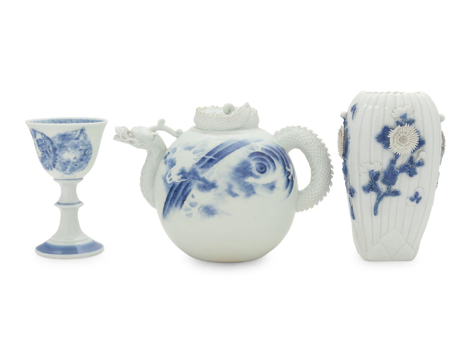 Three Japanese Blue and White Porcelain Wares