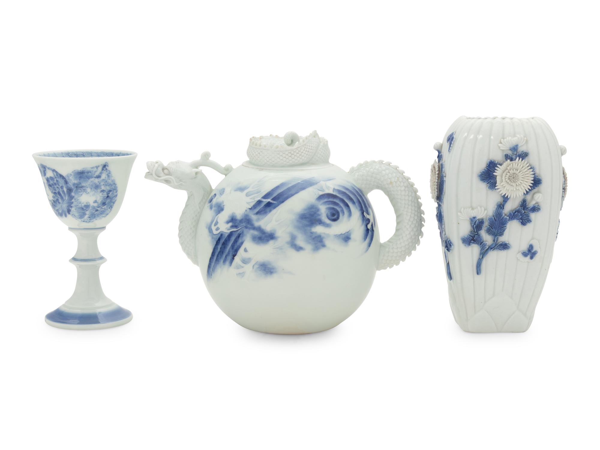 Three Japanese Blue and White Porcelain Wares