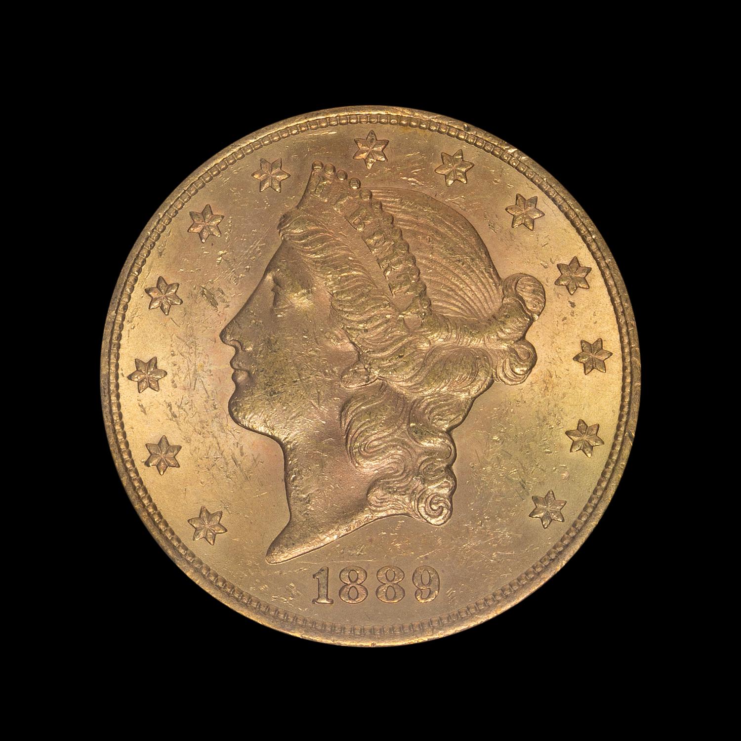 A United States 1889-S Liberty Head $20 Gold Coin