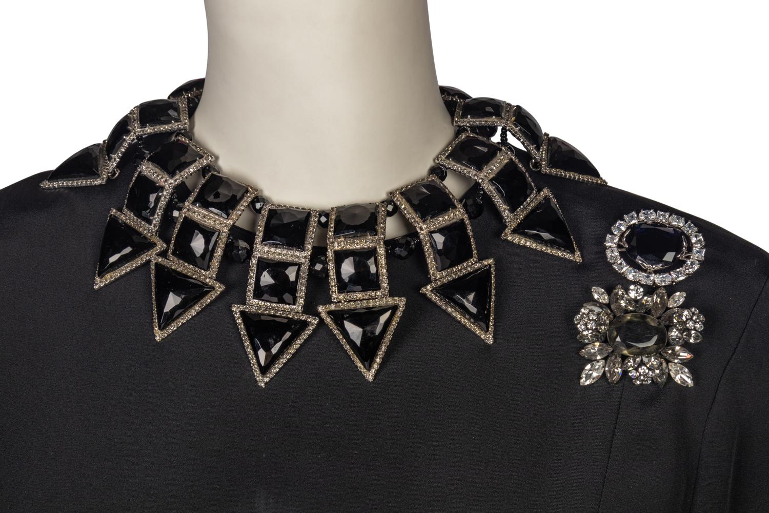 Two Designer Dresses with Two Brooches and Two Necklaces