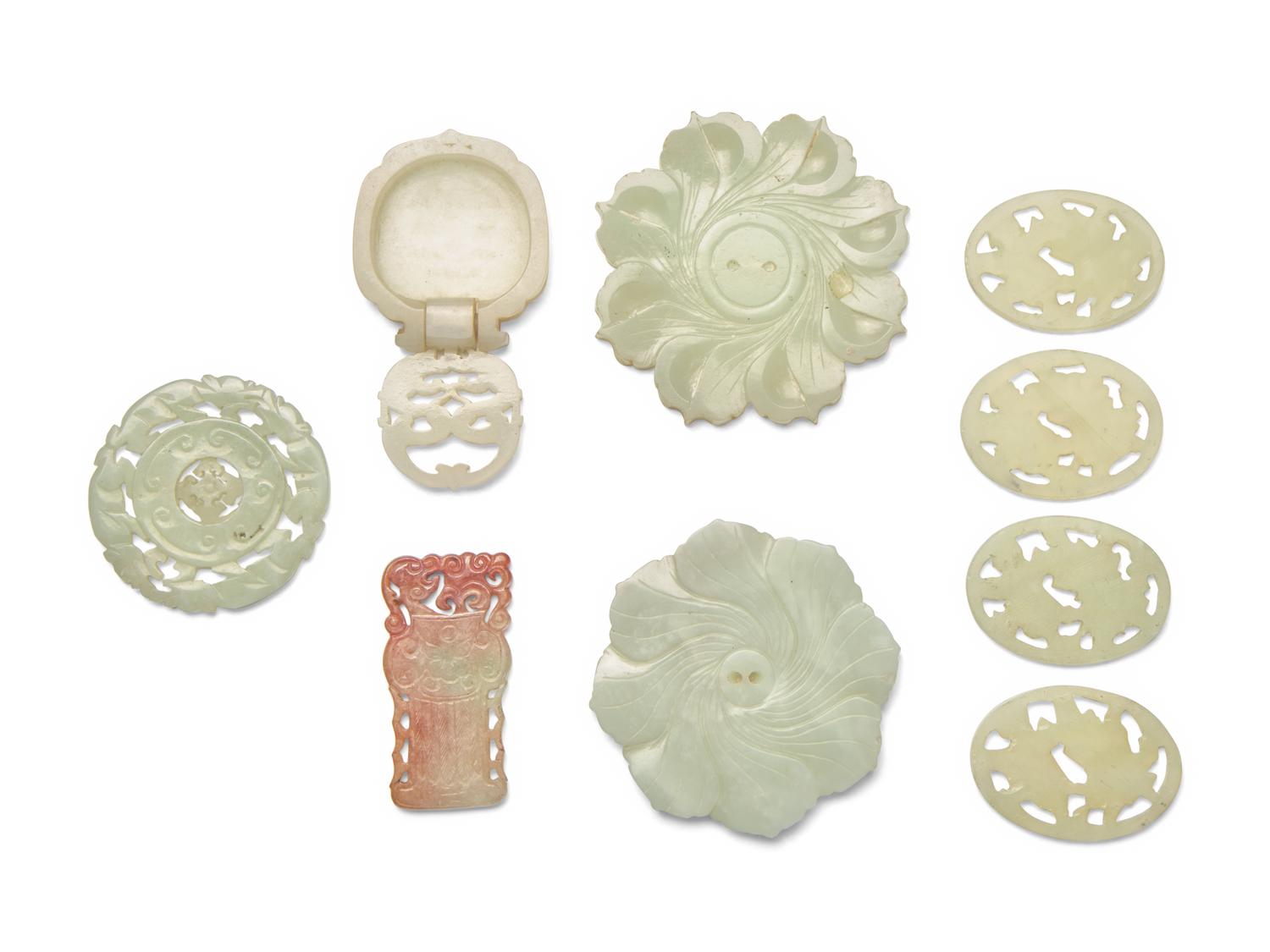 Nine Chinese Jade and Hardstone Pendants