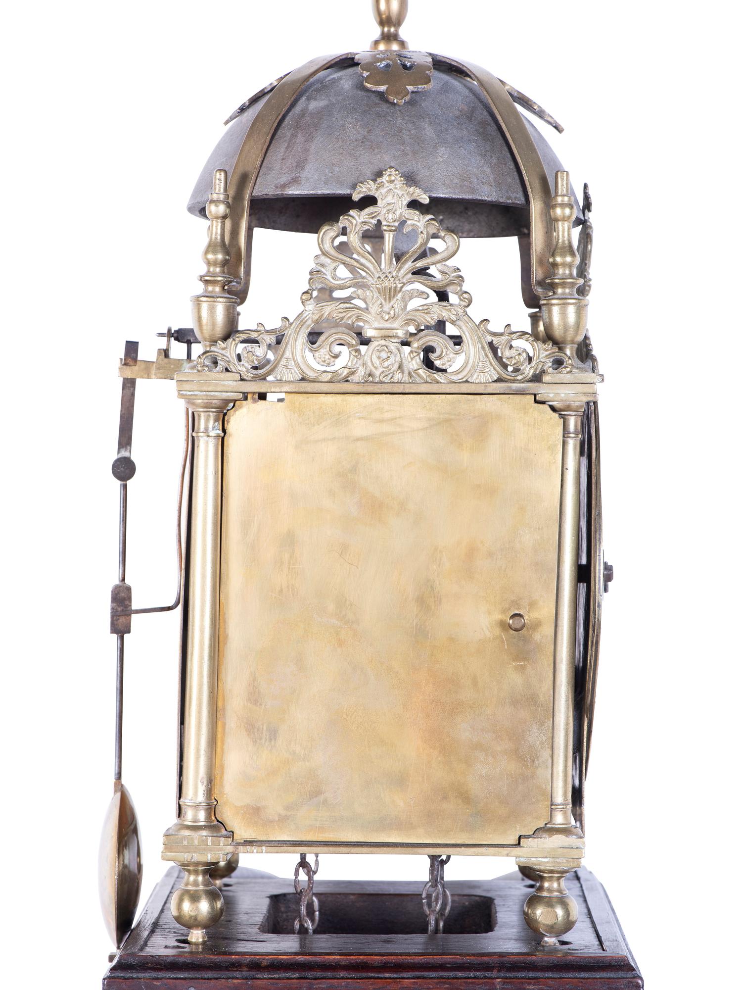 An English Incised Brass Lantern Bracket Clock, 17th Century