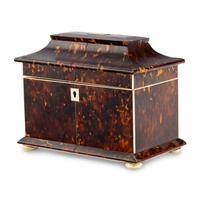 A Regency Tortoise Shell Tea Caddy