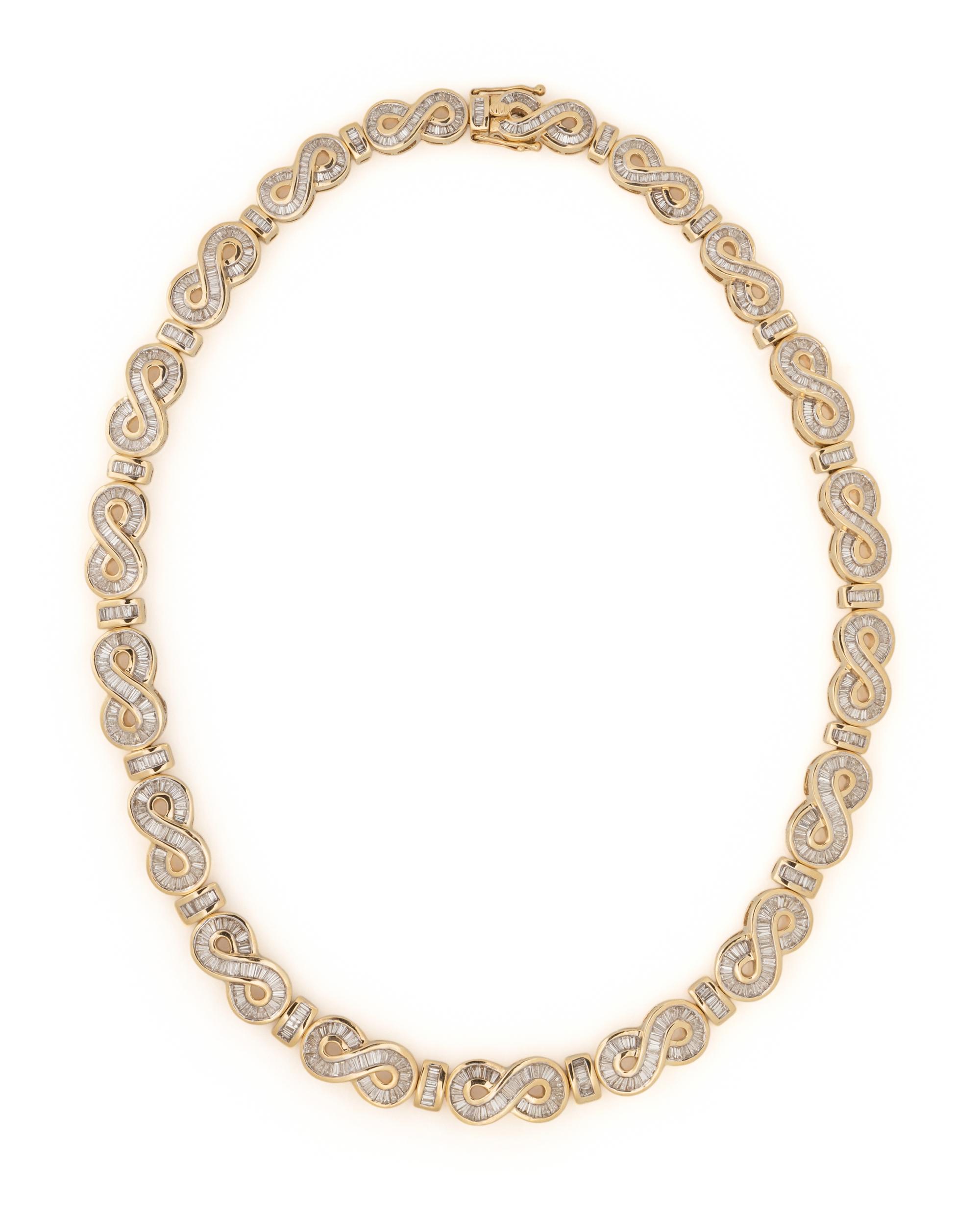 DIAMOND AND YELLOW GOLD INFINITY LINK NECKLACE