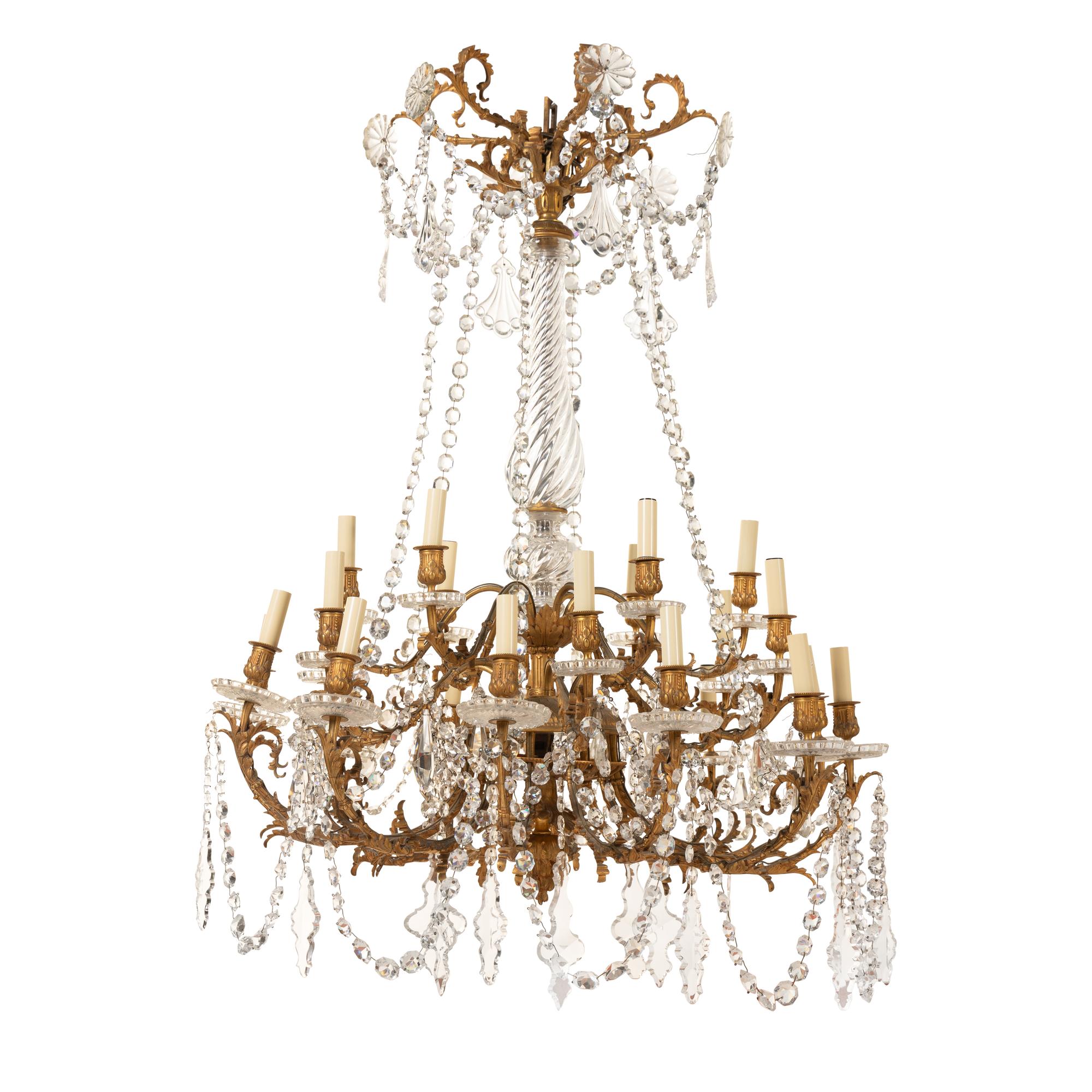 A Continental Gilt Bronze and Cut Glass Chandelier
