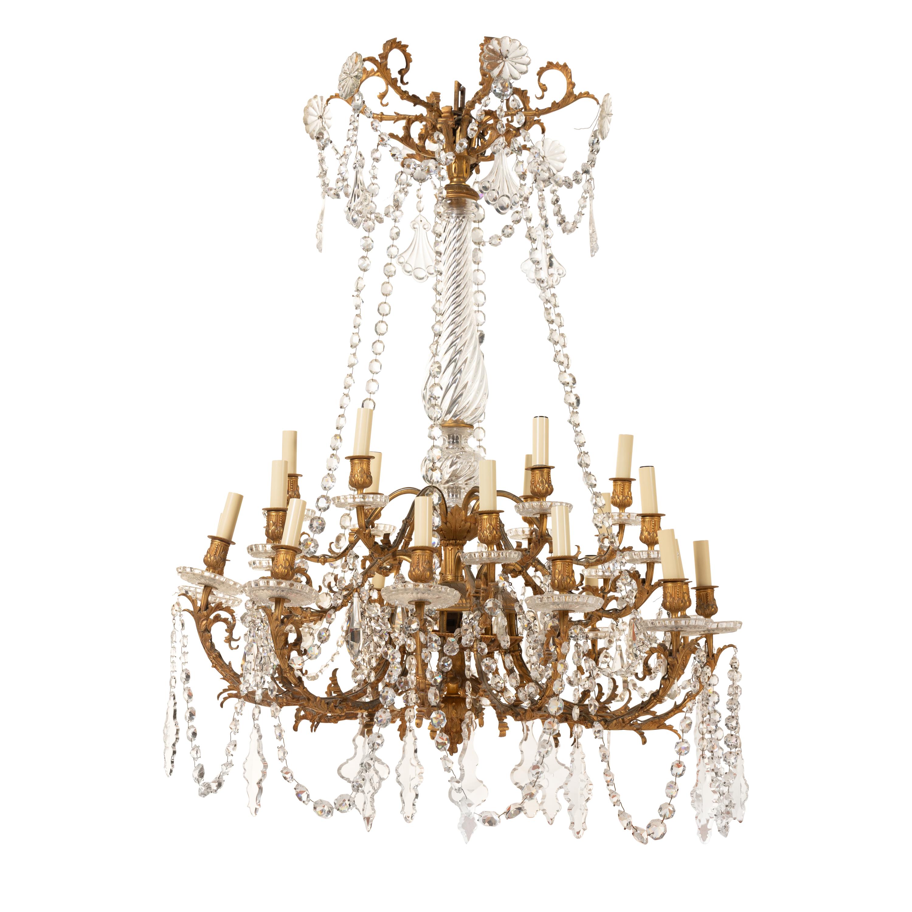 A Continental Gilt Bronze and Cut Glass Chandelier