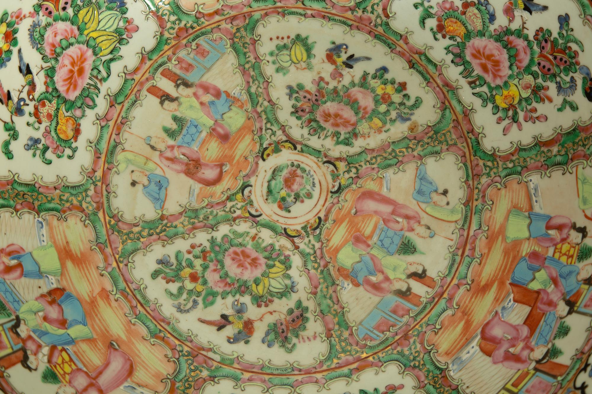 A Chinese Rose Medallion Porcelain Punchbowl