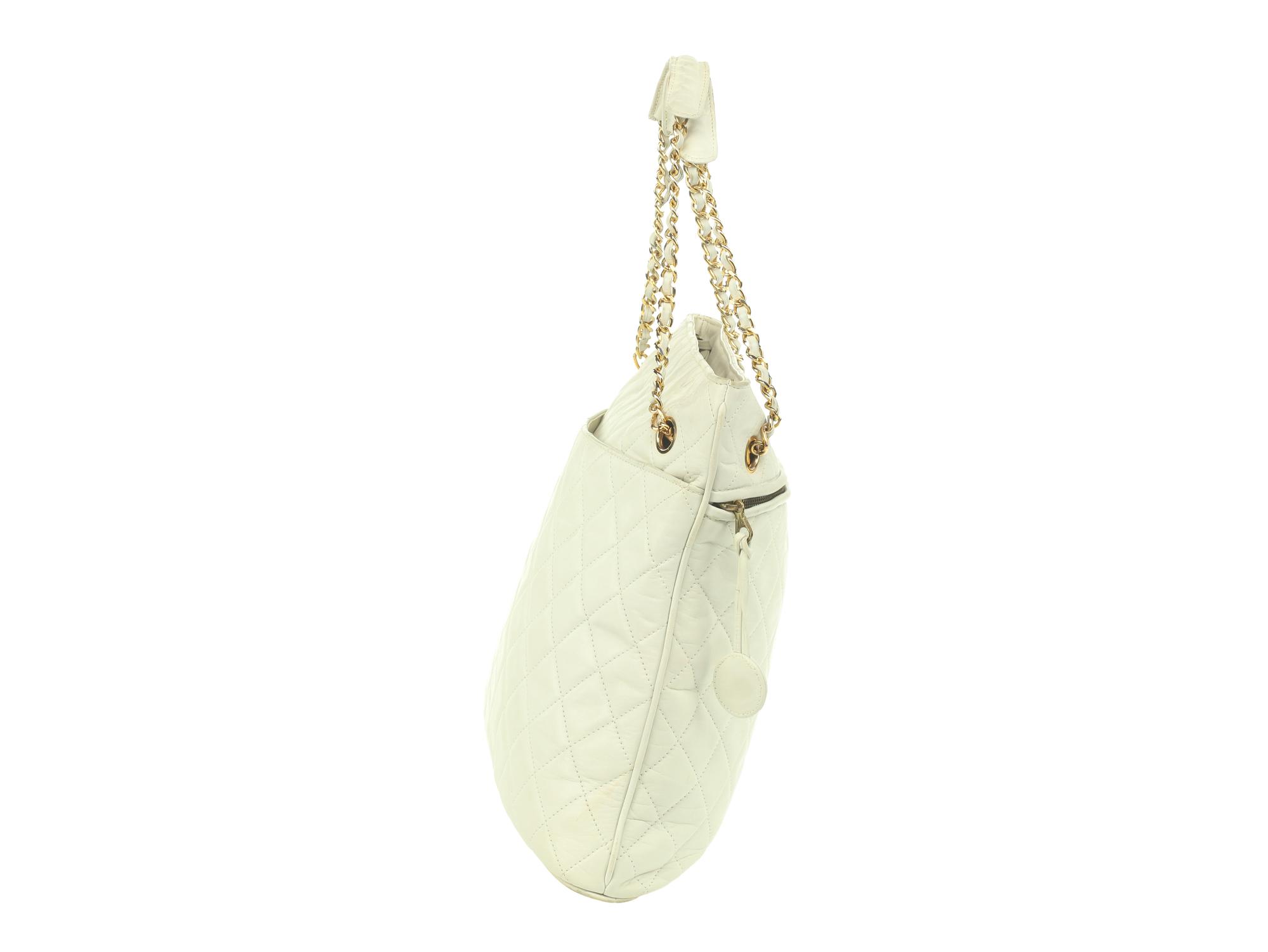 Chanel White Matelassé Tote