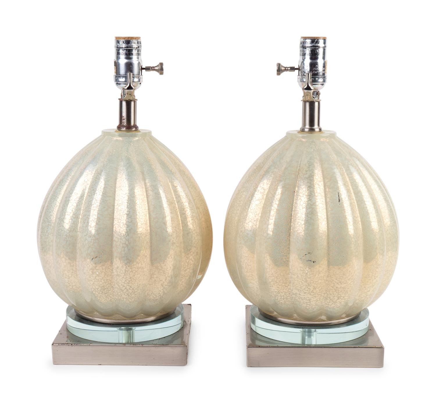 A Pair of Venetian Blown Glass Lamps — 20TH CENTURY