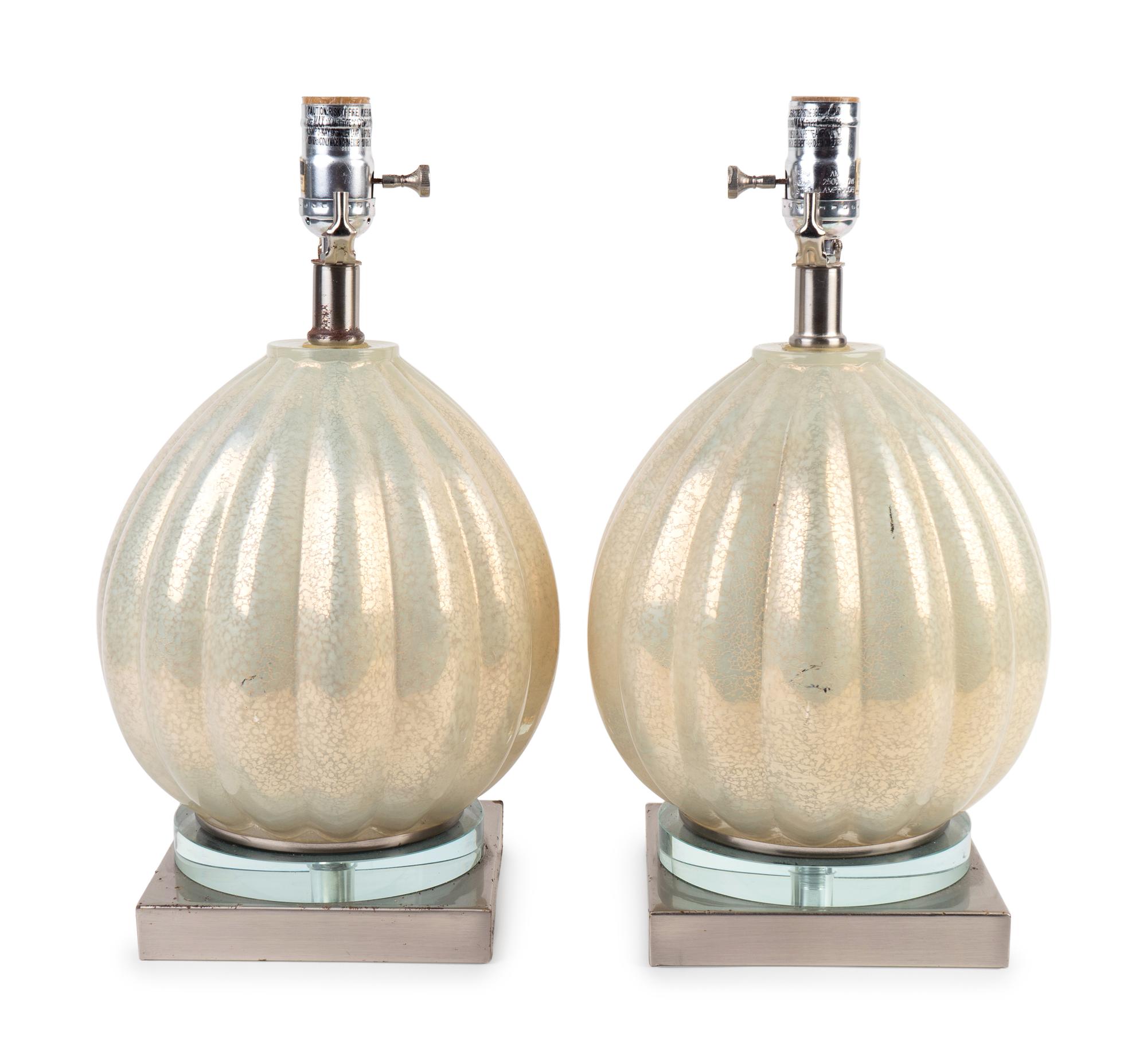 A Pair of Venetian Blown Glass Lamps — 20TH CENTURY