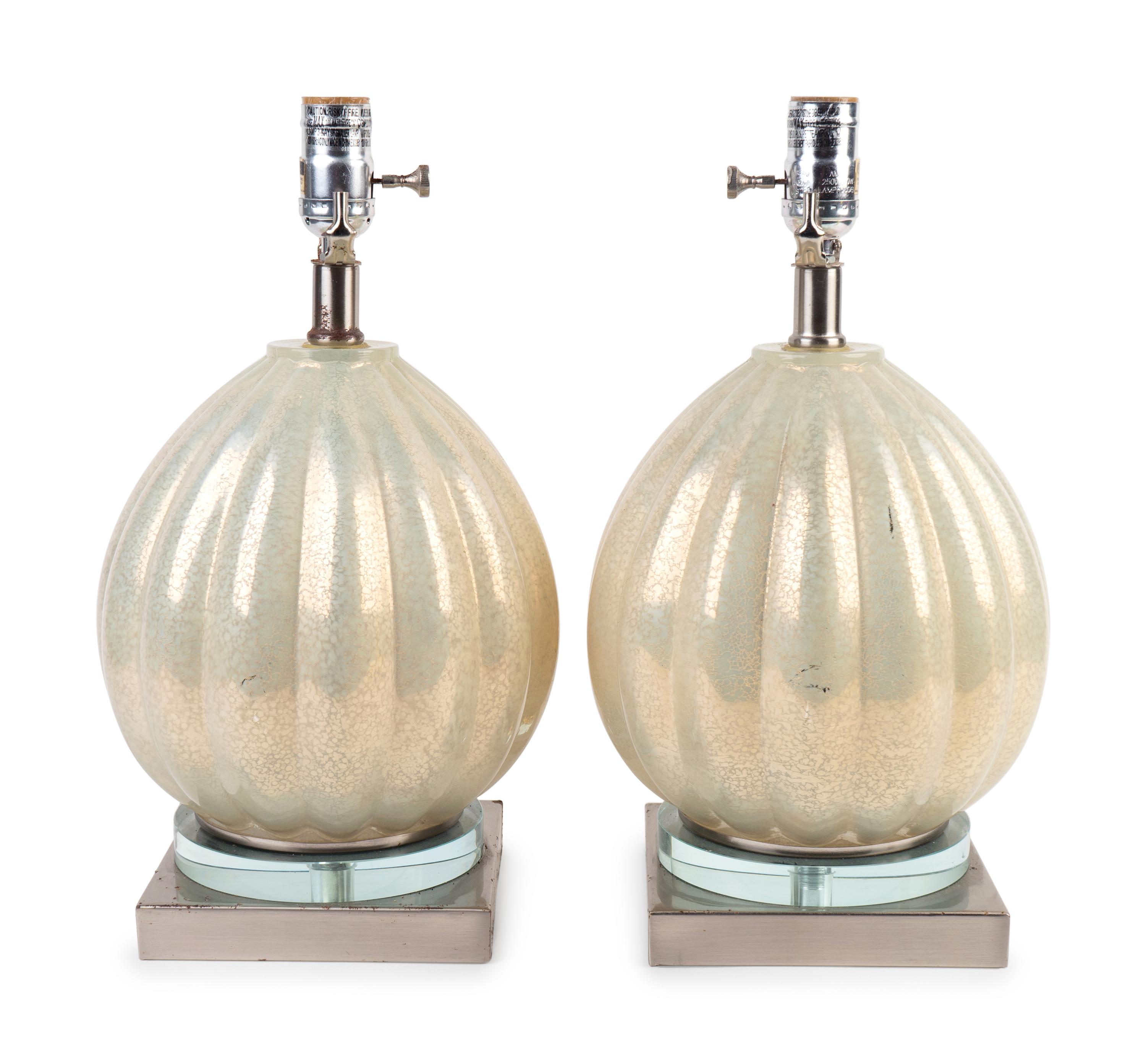 A Pair of Venetian Blown Glass Lamps — 20TH CENTURY