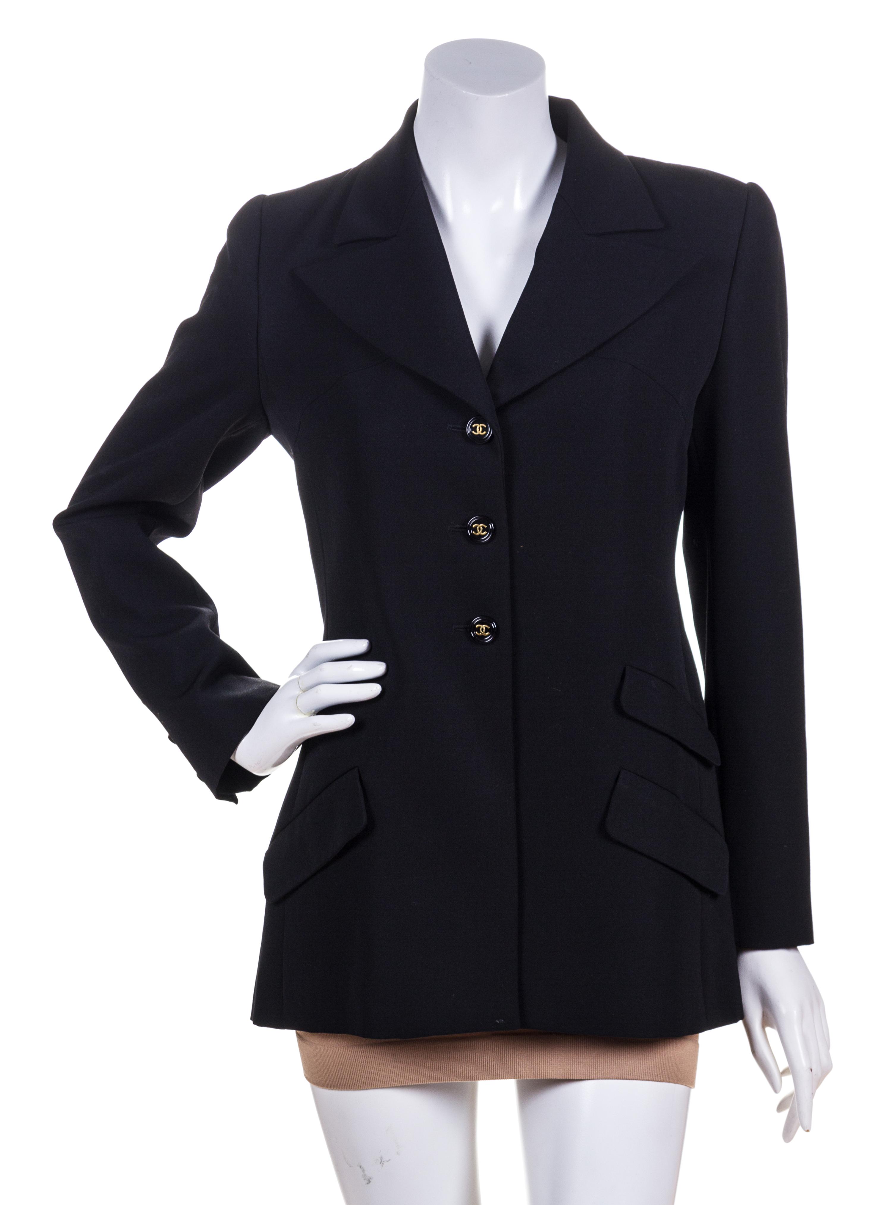 A Chanel Black Wool Single Breasted Jacket,