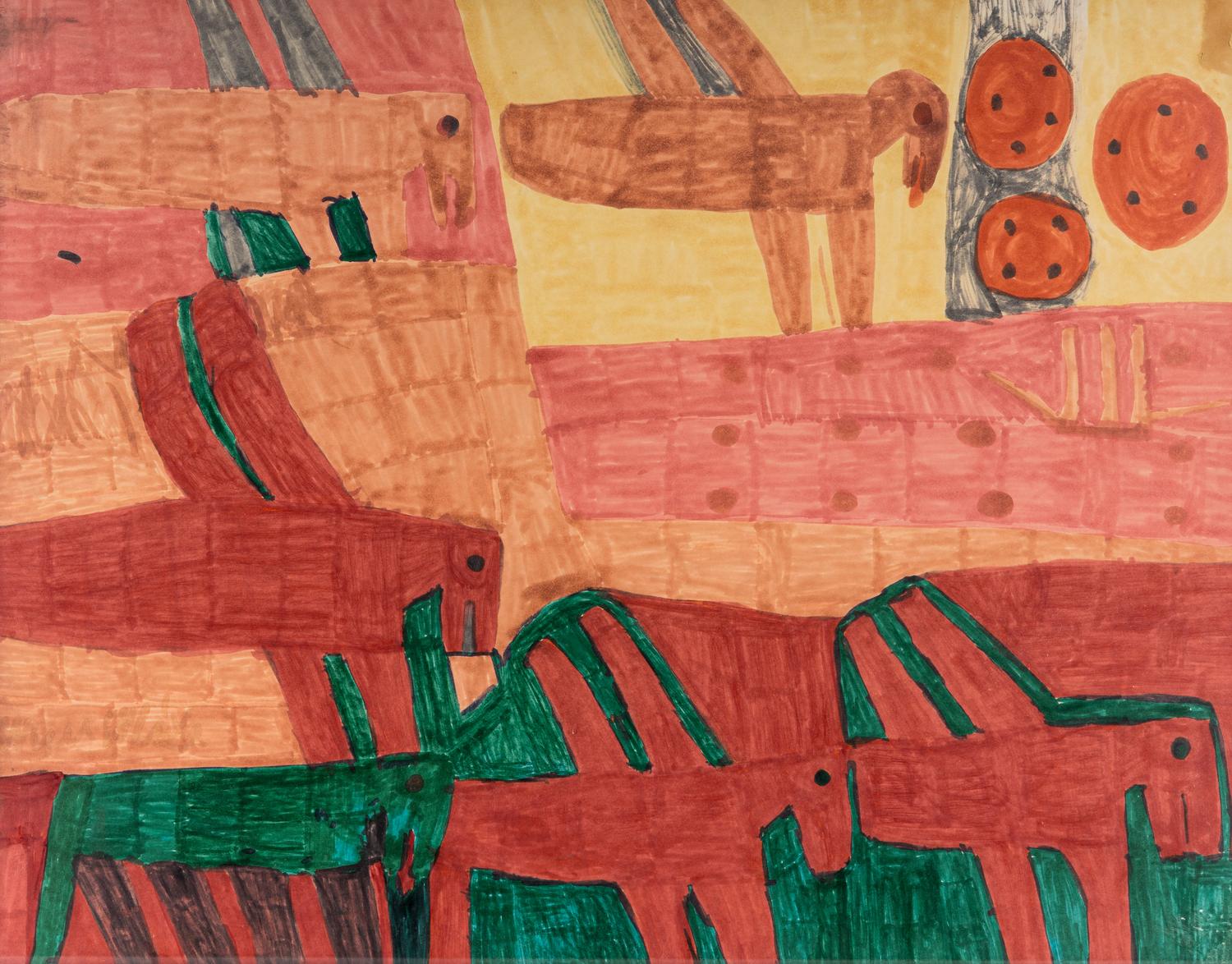 Untitled (Prehistoric Animals), Untitled (Prehistoric Animals), Untitled (Prehistoric Animals) and Untitled (Prehistoric Animals (four works)