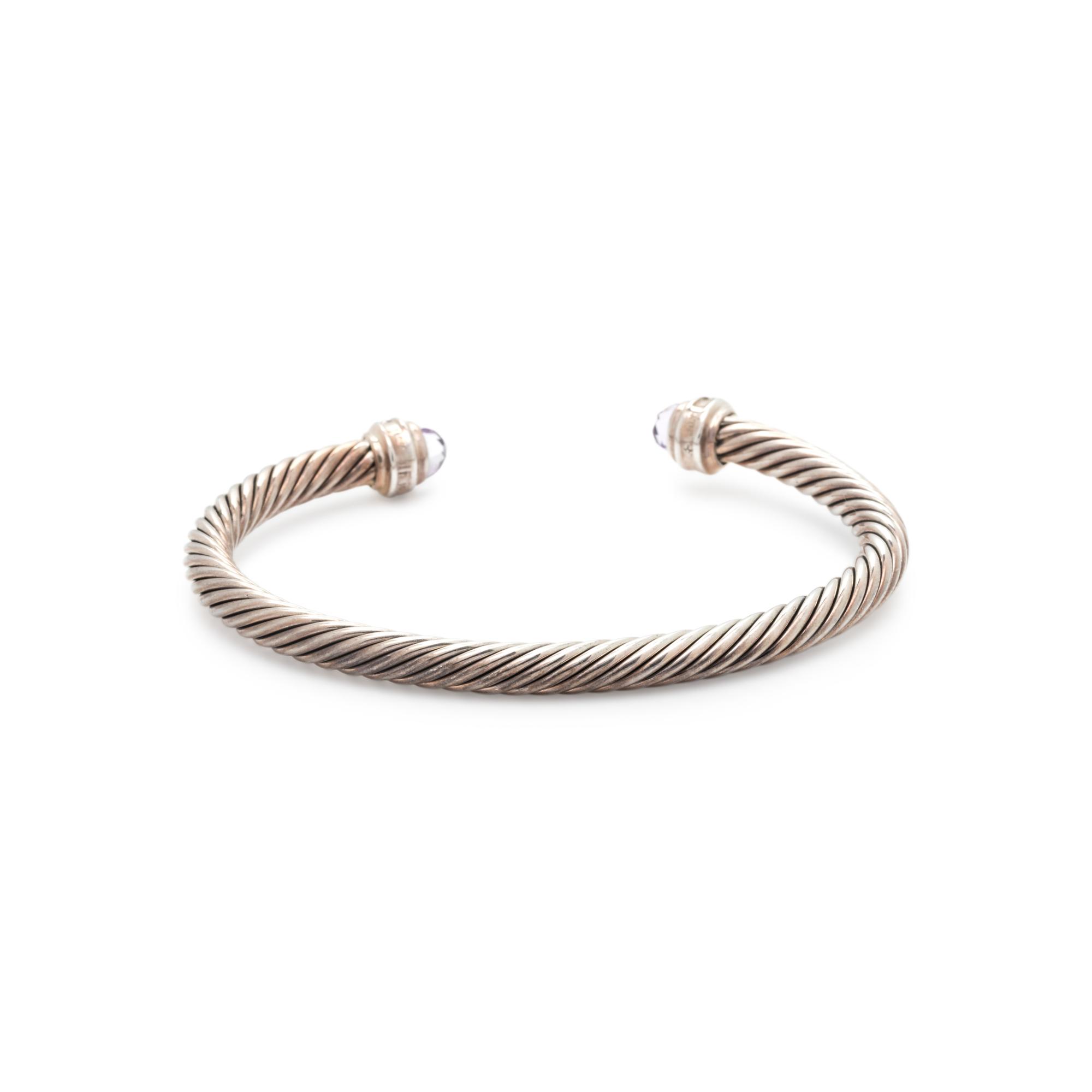 DAVID YURMAN, STERLING SILVER, GEMSTONE AND DIAMOND 'CABLE CLASSIC' CUFF BRACELET