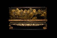 Two Gilt Decorated Black Lacquer Covered Boxes