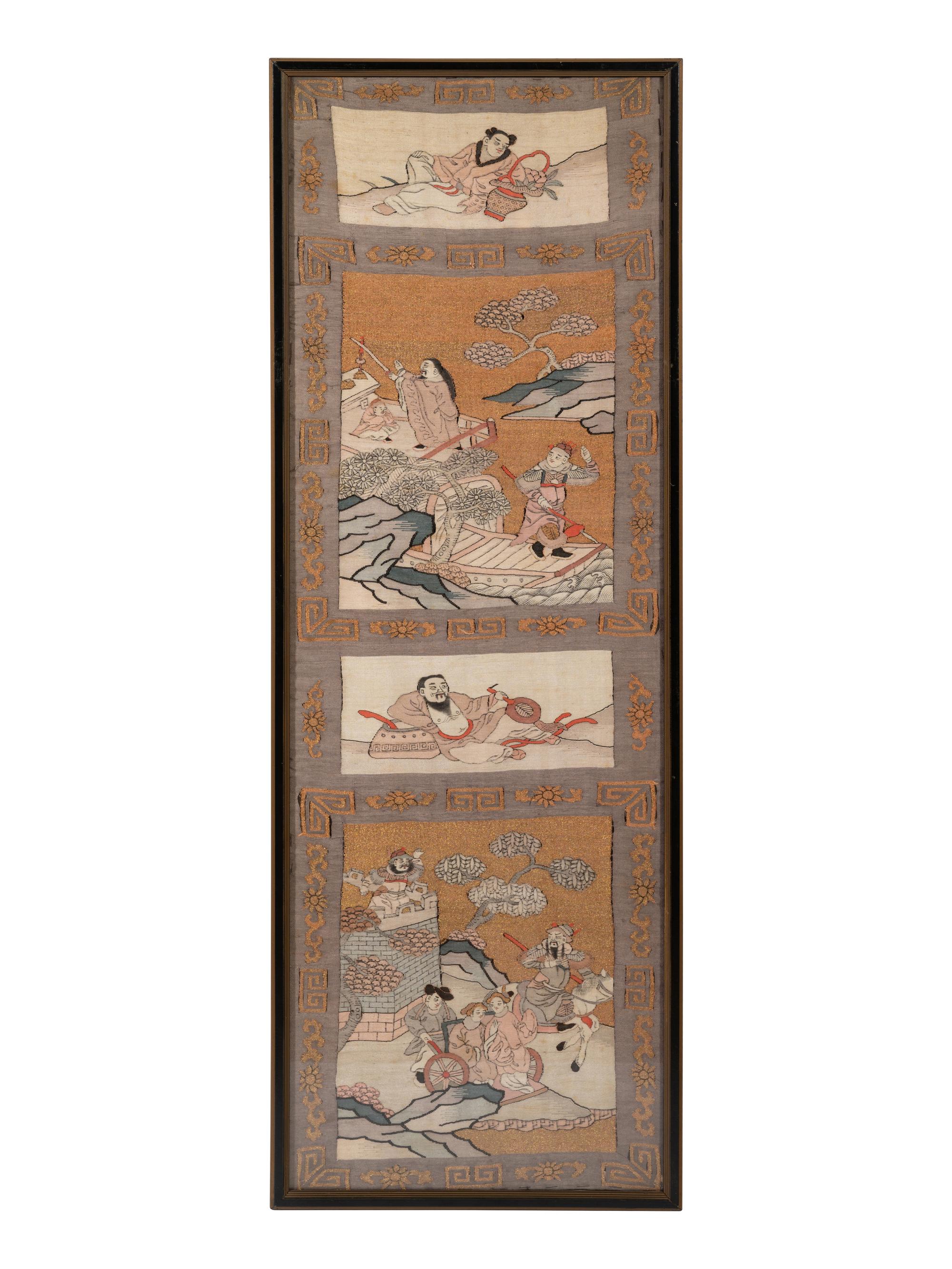 Two Chinese Kesi Silk Panels