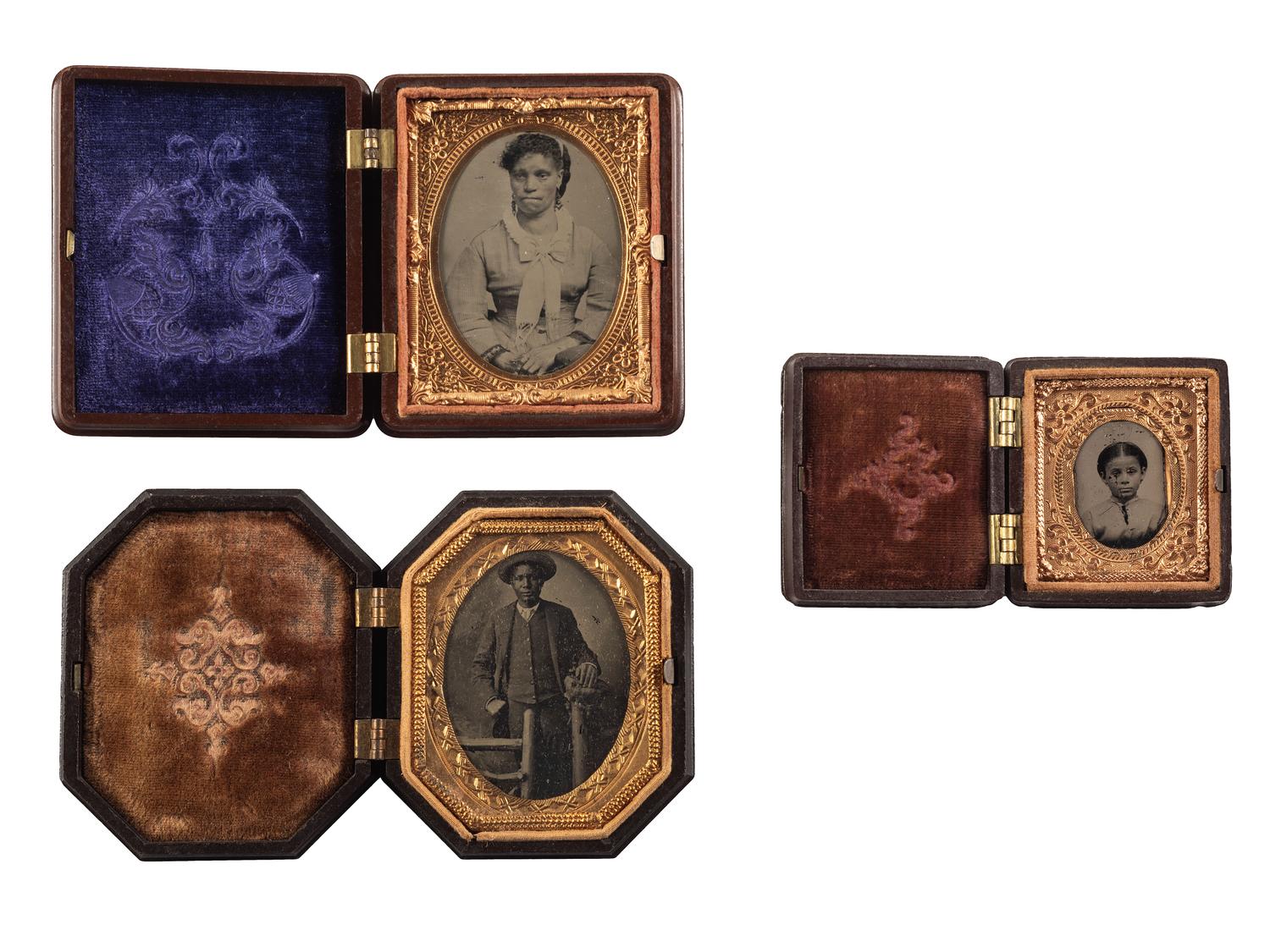 [EARLY PHOTOGRAPHY - AFRICAN AMERICANA]. A group of 3 tintypes of African American subjects.