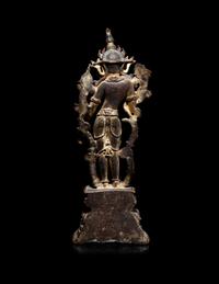 A Tibetan Parcel-Gilt Bronze Figure of Avalokiteshvara