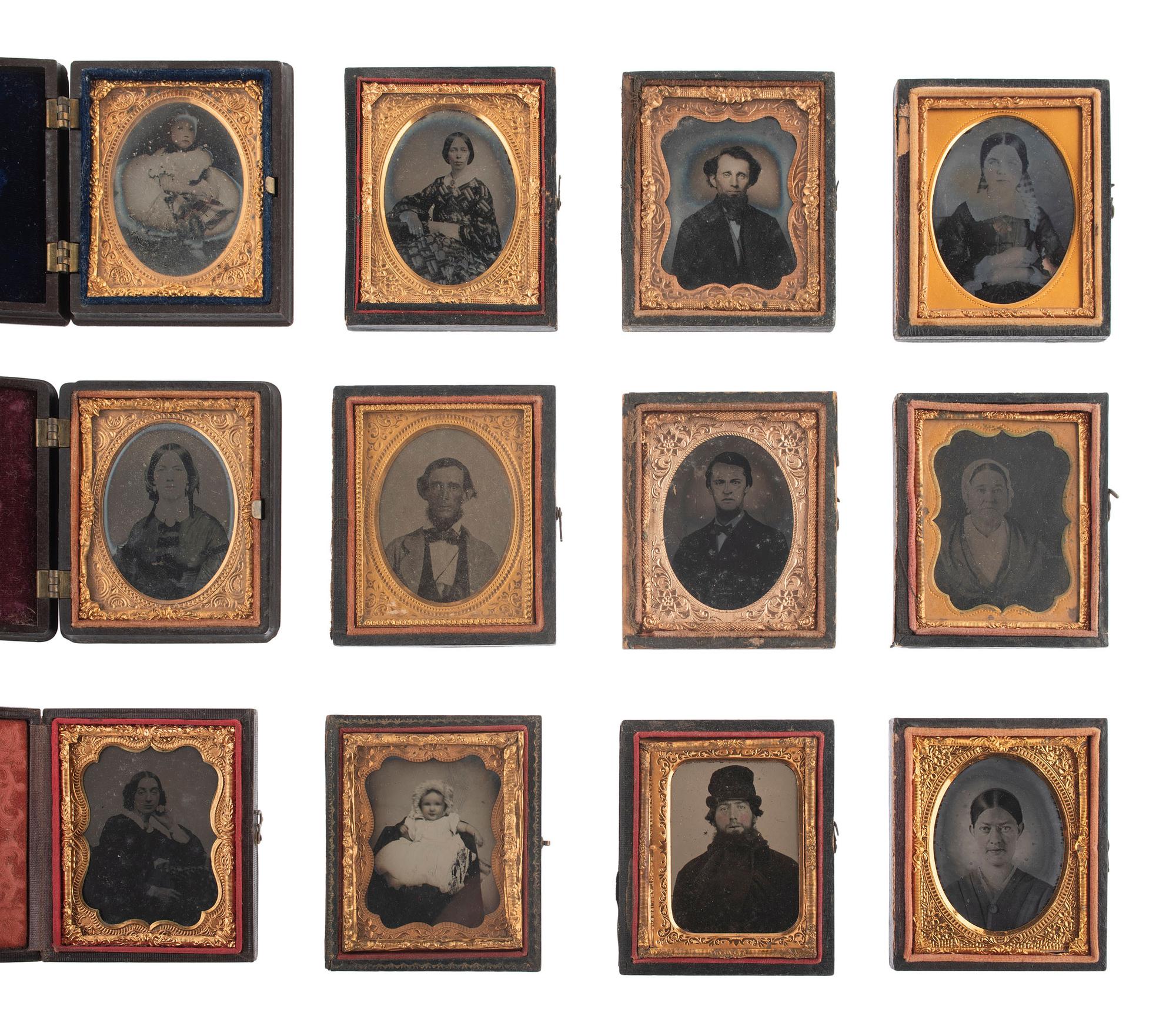 [EARLY PHOTOGRAPHY]. 43 ninth and sixteenth plate ambrotypes and tintypes.