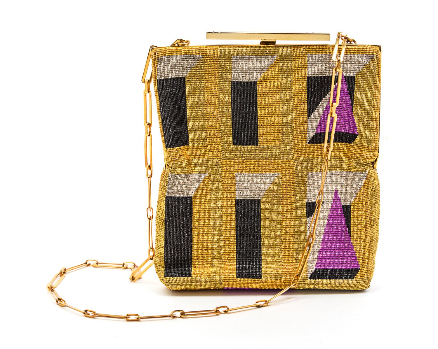 A Pierre Cardin Micro-Beaded Evening Bag, 6 1/2 x 5 1/2 x 1 inches.