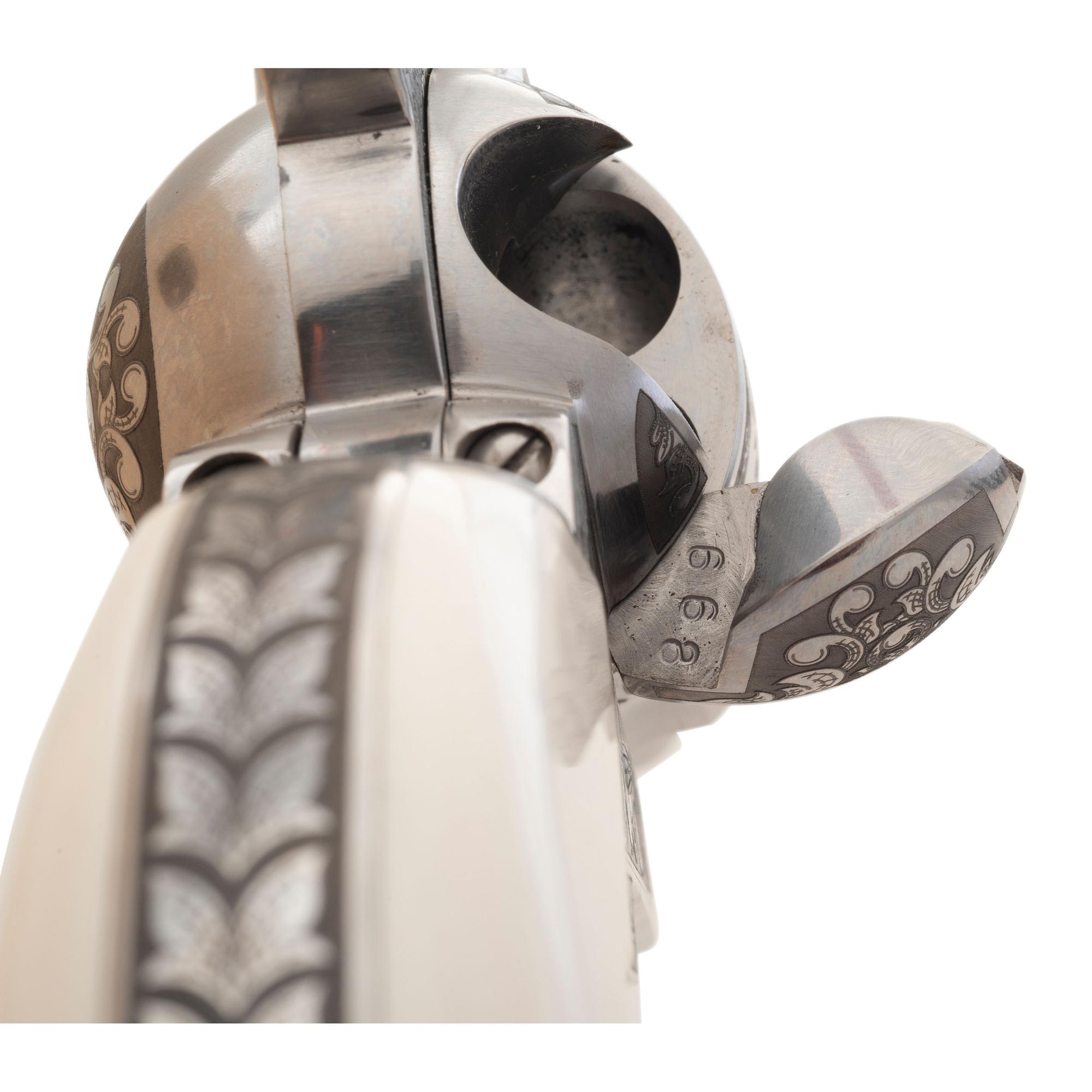 *Pietta "General Patton" Engraved Stainless Steel Replica Single Action Revolver in .45 Colt.