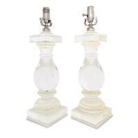 A Pair of Baluster-Form Glass Table Lamps
