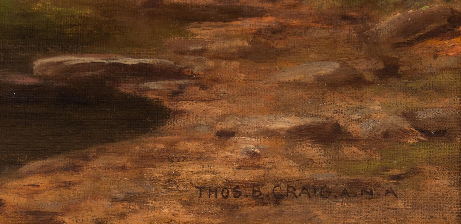 Thomas Bigelow Craig (American, 1849-1924) Cows in Landscape at Sunrise oil on canvas