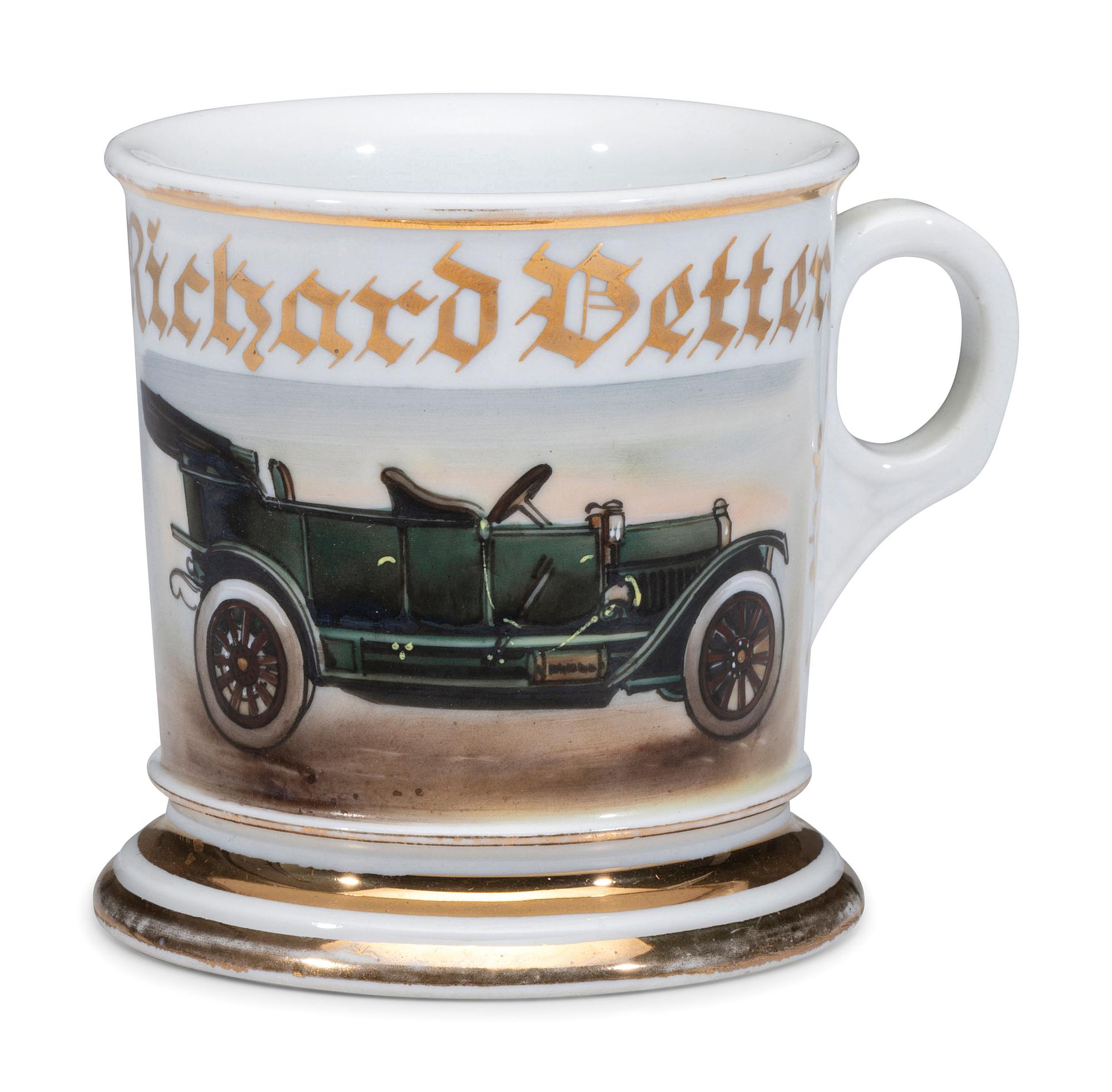 An Open Touring Car Porcelain Shaving Mug
