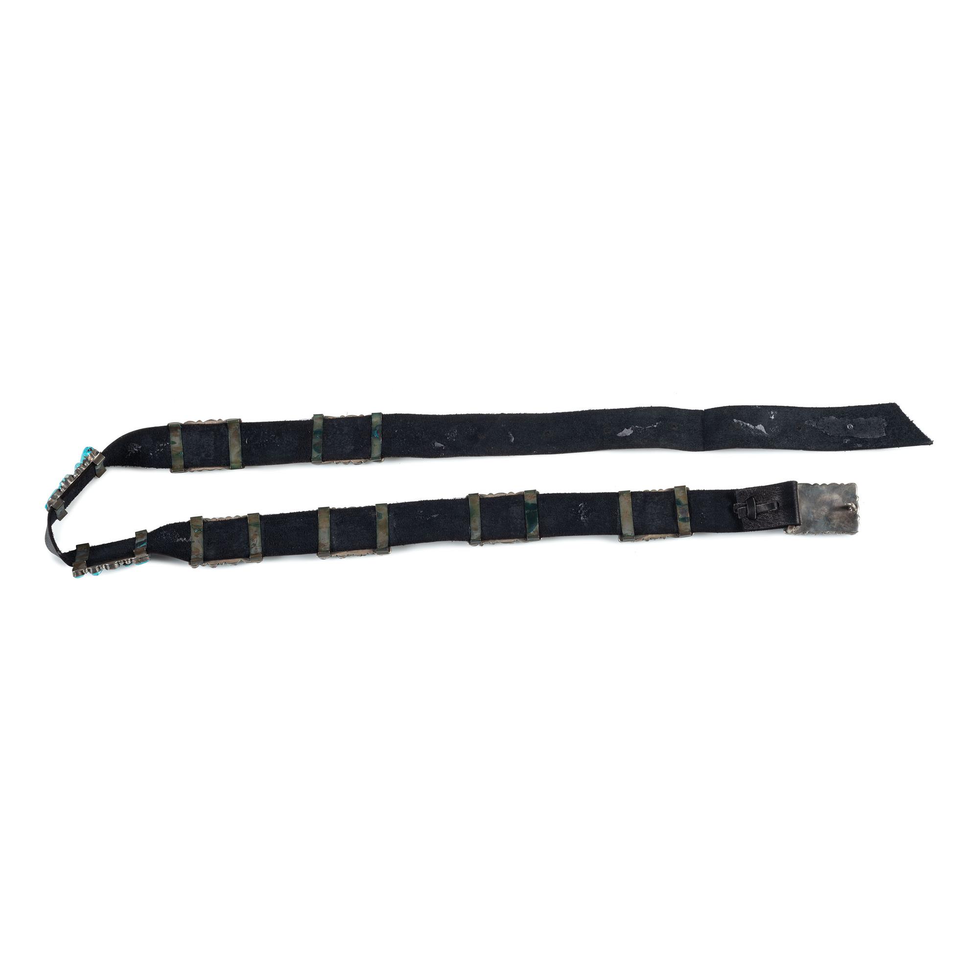 Navajo Silver and Turquoise Cluster Concha Belt