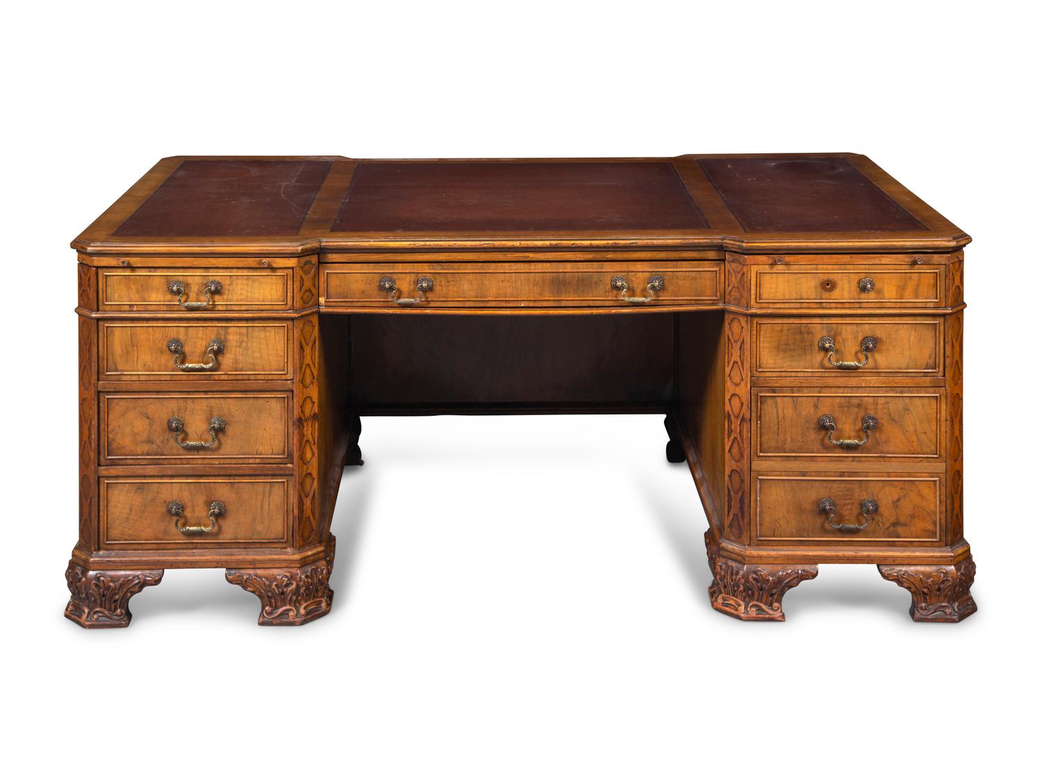 A George III Style Mahogany Pedestal Desk