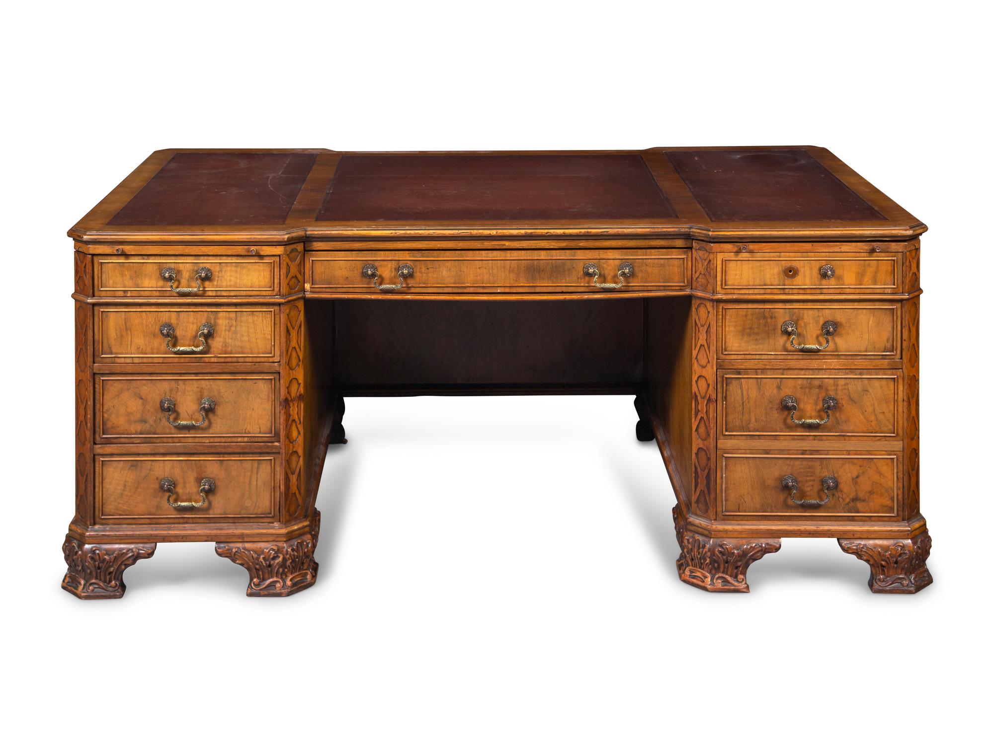 A George III Style Mahogany Pedestal Desk