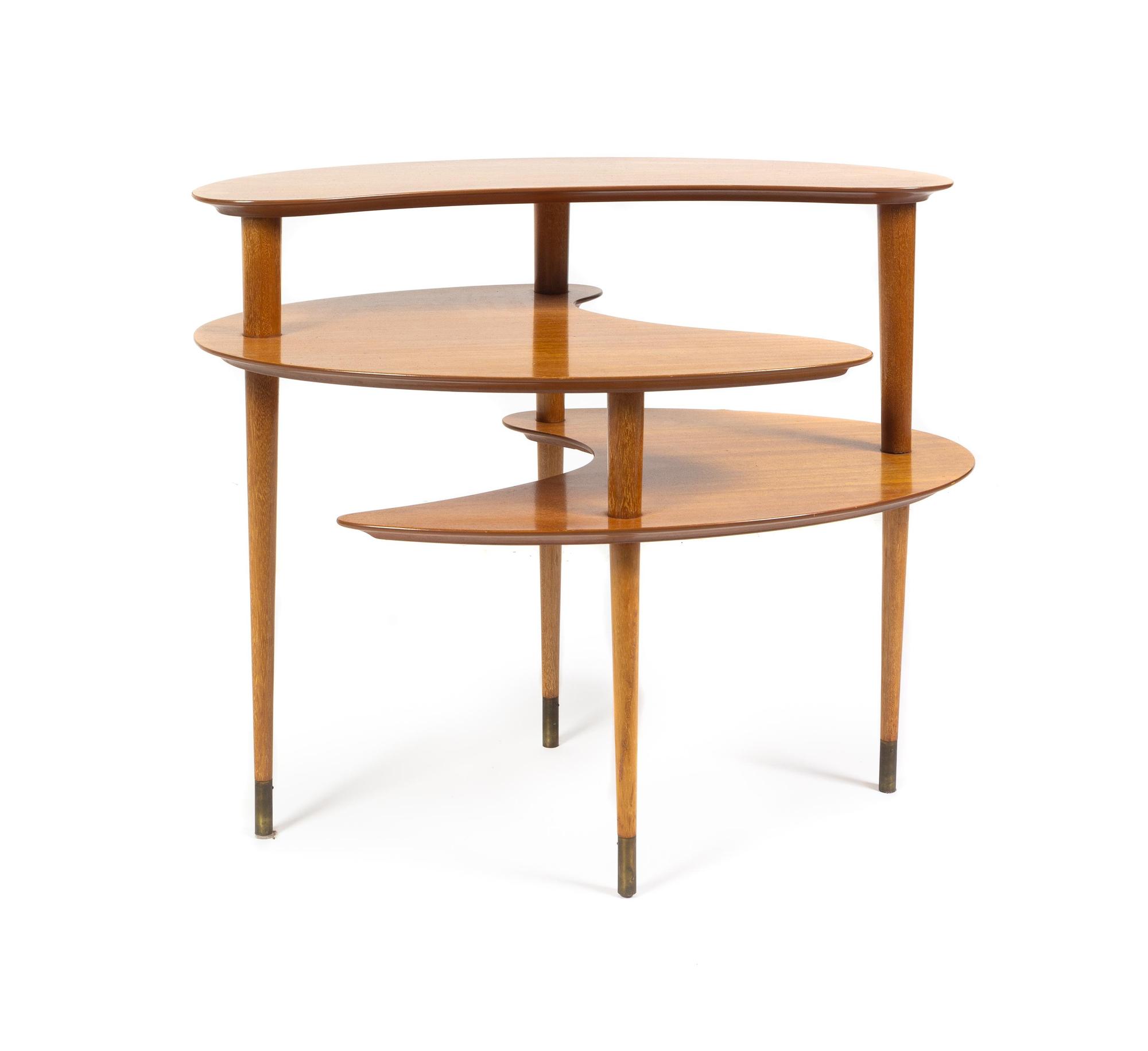 Three Tiered Side Table Brown Saltman, USA