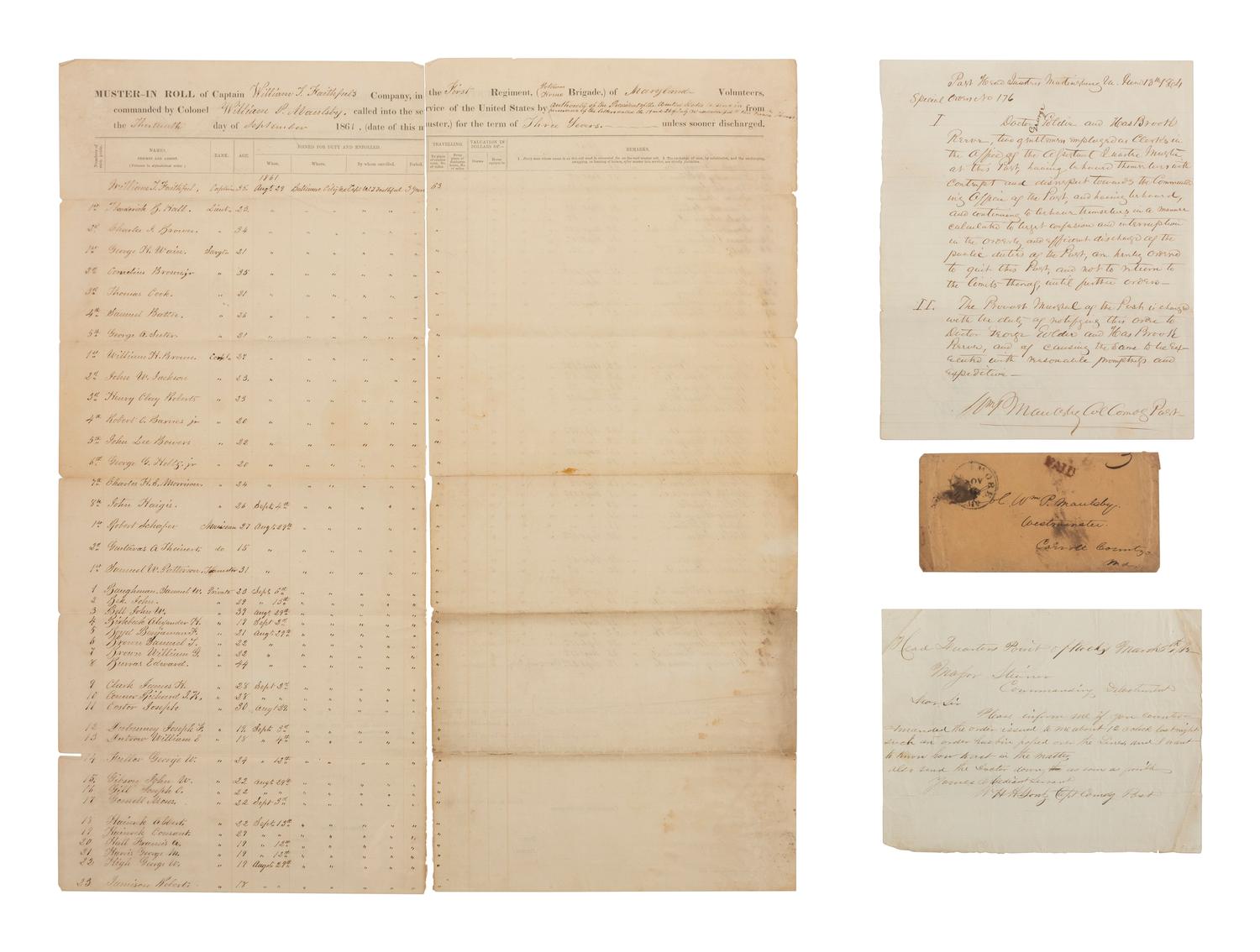 [CIVIL WAR] -- [MARYLAND]. Archive related to the 1st Maryland Infantry Regiment, Potomac Home Brigade, 1861-1864.