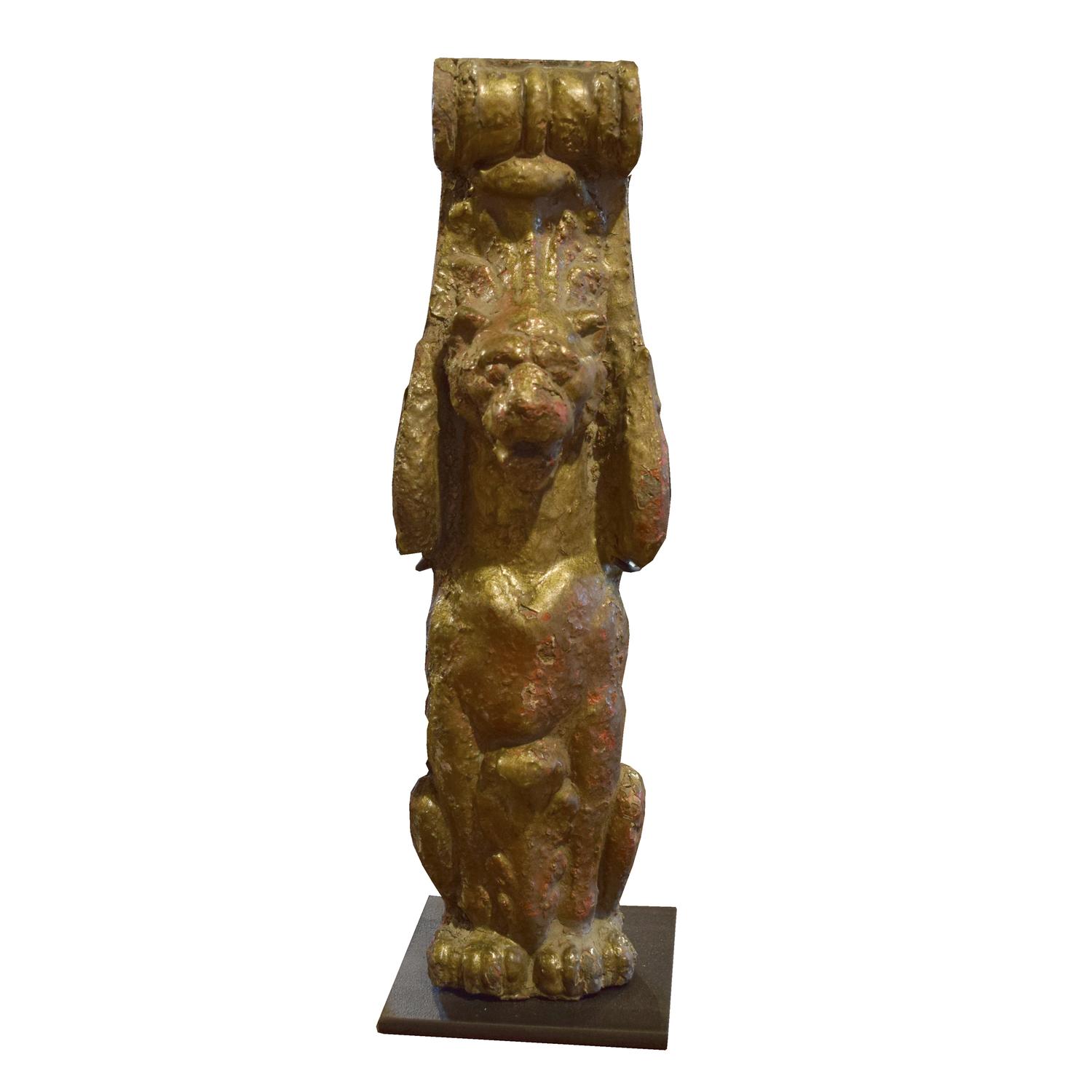 A Cast Iron Facade Ornament 4" W x 4" D x 13" H — United States, Early 20th Century