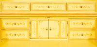 A Venetian Style Painted and Parcel Gilt Bureau Cabinet