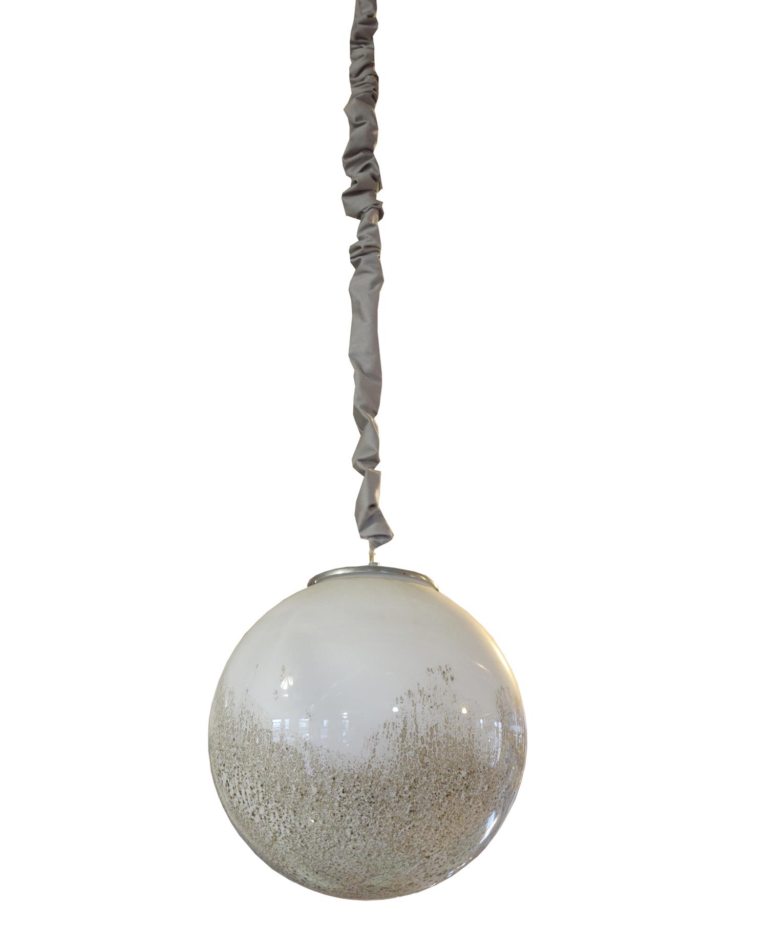 A Mid-Century Glass Pendant Light 13" W x 13" W x 61" H — Argentina, Circa 1950