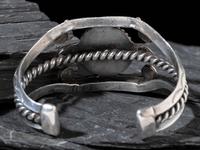 Silver and #8 Turquoise Cuff, with Heart Repoussé Accents